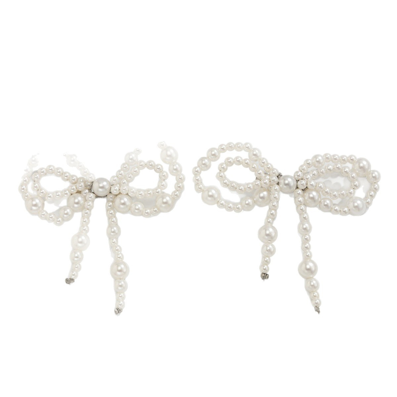 Γυναικείο ανκλέτ με ψεύτικρες μαργαριριού χάντρες, μενταγιόν σε σχήμα φούσας-φιόγκο, απλός σχεδιασμός