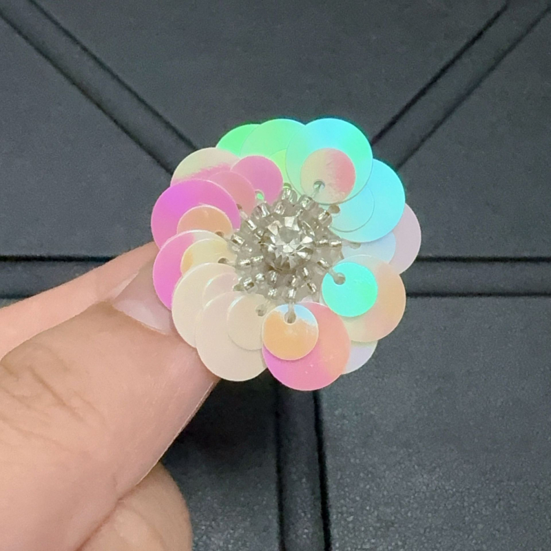 Casual παπούτσια με κορεατικό στυλ σε σχήμα λουλουδιού από παγιέτες, διακοσμητικά κρύσταλλα, χειροποίητες χάντρες (Μοντέλο 1222)