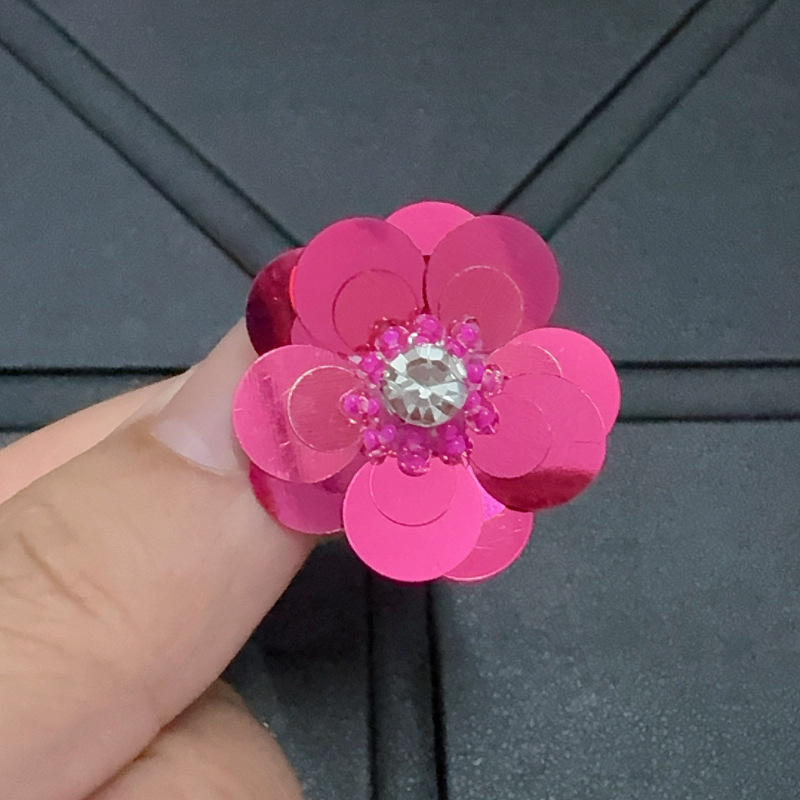 Casual παπούτσια με κορεατικό στυλ σε σχήμα λουλουδιού από παγιέτες, διακοσμητικά κρύσταλλα, χειροποίητες χάντρες (Μοντέλο 1222)