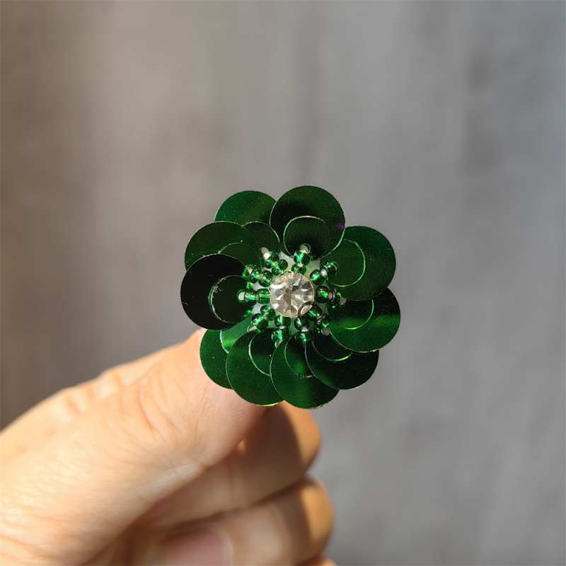 Casual παπούτσια με κορεατικό στυλ σε σχήμα λουλουδιού από παγιέτες, διακοσμητικά κρύσταλλα, χειροποίητες χάντρες (Μοντέλο 1222)