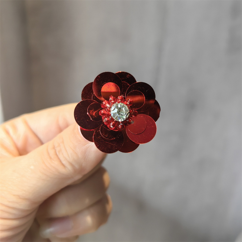 Casual παπούτσια με κορεατικό στυλ σε σχήμα λουλουδιού από παγιέτες, διακοσμητικά κρύσταλλα, χειροποίητες χάντρες (Μοντέλο 1222)