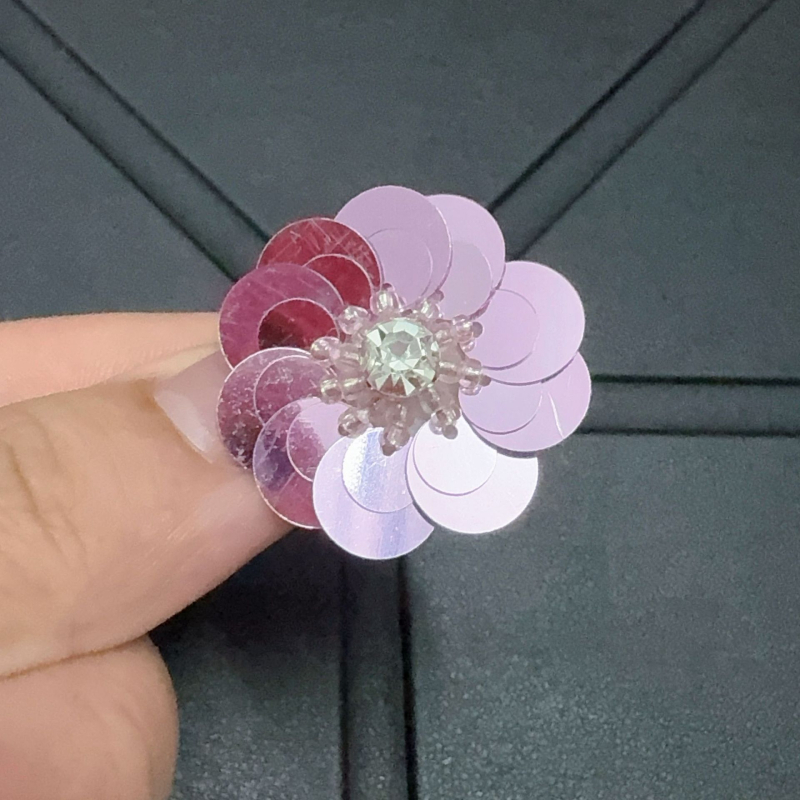 Casual παπούτσια με κορεατικό στυλ σε σχήμα λουλουδιού από παγιέτες, διακοσμητικά κρύσταλλα, χειροποίητες χάντρες (Μοντέλο 1222)