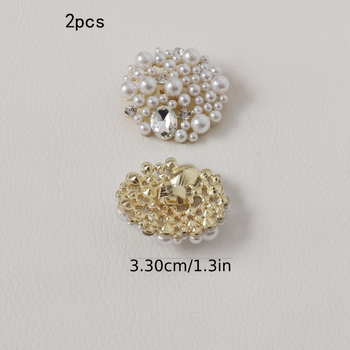 Αποσπώμενες κυκλικές αγκράφες παπουτσιών με ψεύτικο μαργαριτάρι – σετ δύο τεμαχίων για υφασμάτινα παπούτσια (Κωδ. Laz601099700208359)