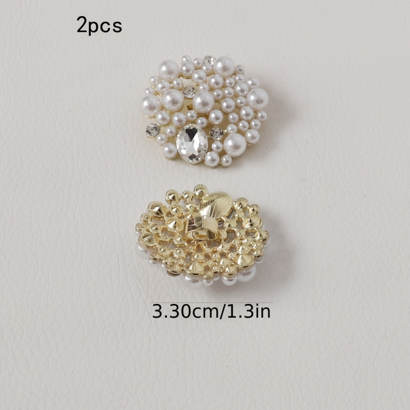 Αποσπώμενες κυκλικές αγκράφες παπουτσιών με ψεύτικο μαργαριτάρι – σετ δύο τεμαχίων για υφασμάτινα παπούτσια (Κωδ. Laz601099700208359)