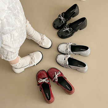 Sieviešu Mary Jane kurpes ar lentīti, apaļš purns, PU augšdaļa, zems kvadrātveida papēdis, slip-on