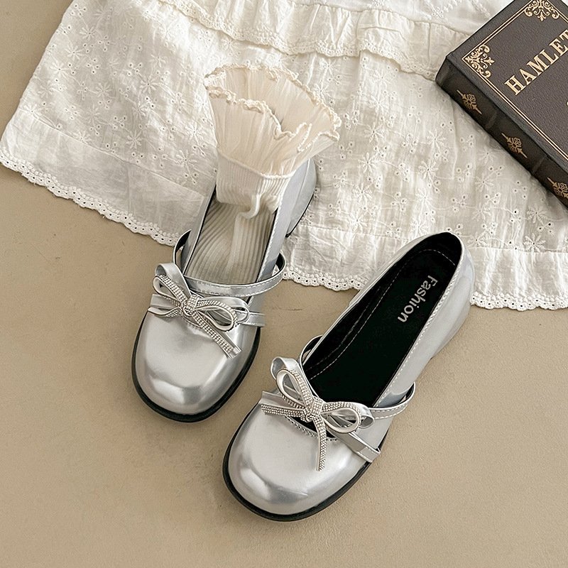 Sieviešu Mary Jane kurpes ar lentīti, apaļš purns, PU augšdaļa, zems kvadrātveida papēdis, slip-on