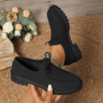 Γυναικείοι loafers, Ευρωπαϊκός και Αμερικανός στυλ, σουέτ πάνω μέρος, στρογγυλή μύτη, κορδόνια