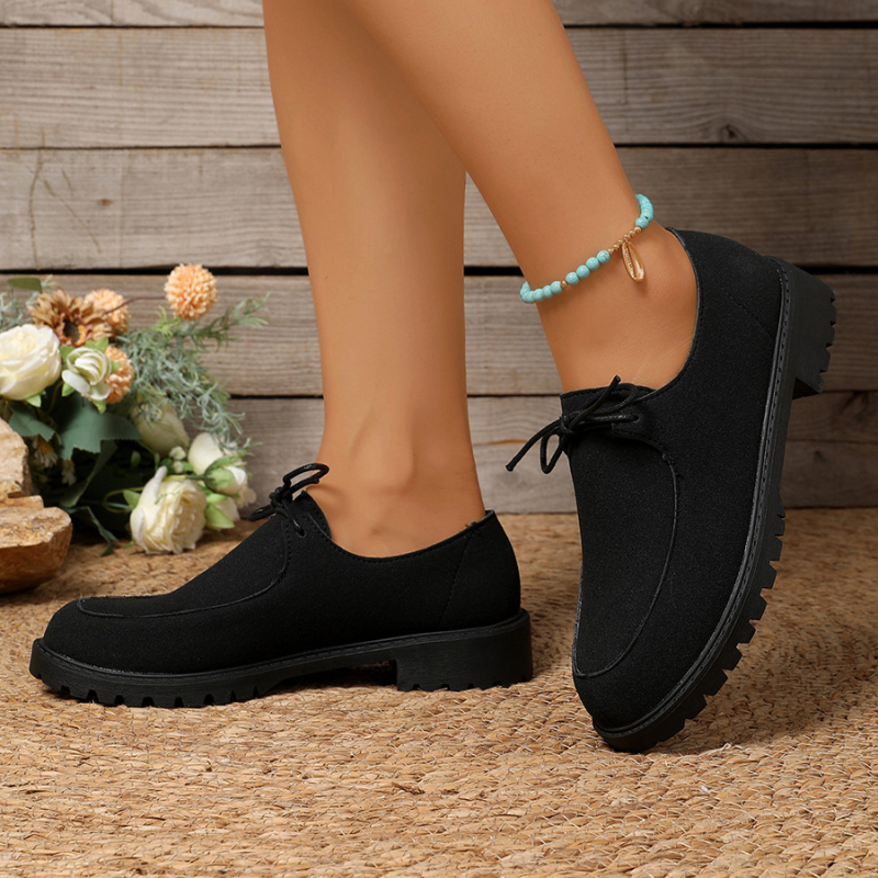 Sieviešu loaferi, Eiropas un Amerikas stilā, zamšā virsma, apaļš purns, šņorējami