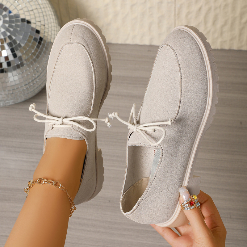 Sieviešu loaferi, Eiropas un Amerikas stilā, zamšā virsma, apaļš purns, šņorējami