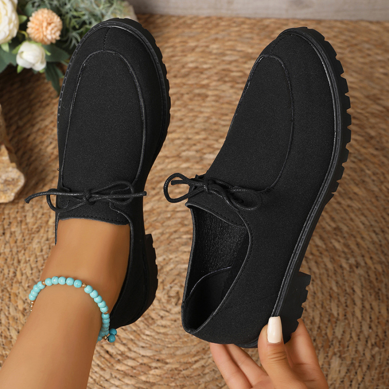 Sieviešu loaferi, Eiropas un Amerikas stilā, zamšā virsma, apaļš purns, šņorējami