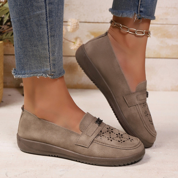 Moteriški loaferiai su apvaliu pirštu, PU viršus, gumos padas, žemas kulnas, slip-on kasdieniai batai