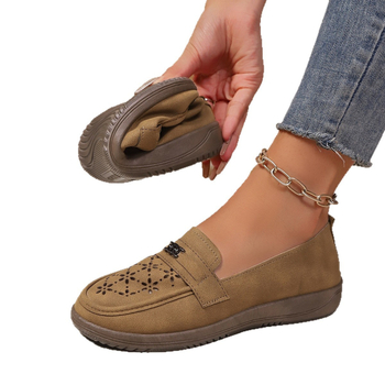 Moteriški loaferiai su apvaliu pirštu, PU viršus, gumos padas, žemas kulnas, slip-on kasdieniai batai