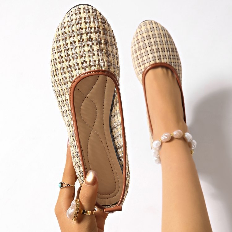 Moteriški wedge kulni slip-on batai, tinklinio viršaus, apvalus pirštas, žemas iškirpimas, 3–5 cm kulno aukštis