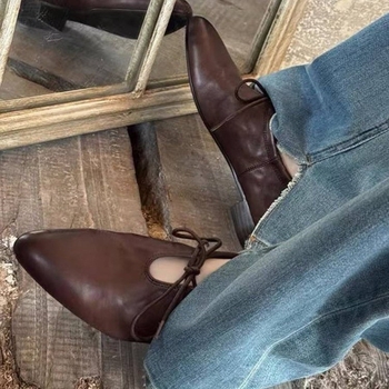 Moteriški baleto sandalai su PU viršutine dalimi, apvali nosis, Korėjietiškas stilius, gumine pada