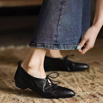 Moteriški baleto sandalai su PU viršutine dalimi, apvali nosis, Korėjietiškas stilius, gumine pada