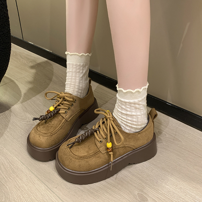 Γυναικείοι λοφέρες με φαρδύ πάτο — PU επάνω μέρος, μεσαίο ύψος τακουνιού 3-5 εκ, σόλα από καουτσούκ, ρετρό στυλ