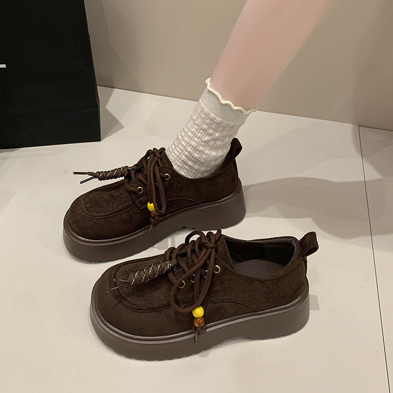 Γυναικείοι λοφέρες με φαρδύ πάτο — PU επάνω μέρος, μεσαίο ύψος τακουνιού 3-5 εκ, σόλα από καουτσούκ, ρετρό στυλ