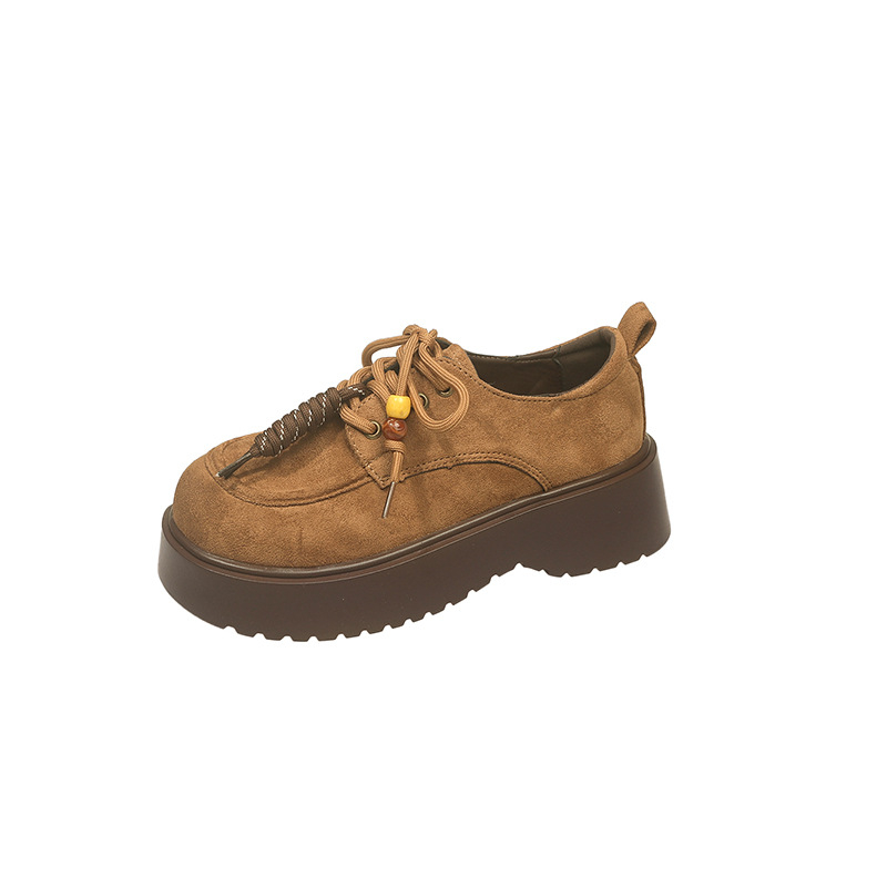 Γυναικείοι λοφέρες με φαρδύ πάτο — PU επάνω μέρος, μεσαίο ύψος τακουνιού 3-5 εκ, σόλα από καουτσούκ, ρετρό στυλ