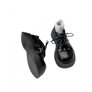 Mary Jane Παπούτσια - Παχιά Σόλα, Κυκλική μύτη, PU Άνω, Δέσιμο με Κορδόνια, Μεσαίο Τακούνι 3-6 εκ.