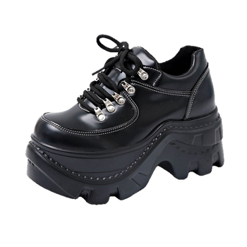 Sievišķīgi platformas loaferi – PU augšējā daļa, apaļš purns, platformas zole, šņorējums, gumijas zole