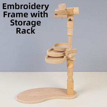 Bükkfa keresztszemes hímző állvány 3 tároló rekesszel, asztali kivitel, tömörfa keret