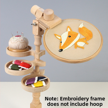 Bükkfa keresztszemes hímző állvány 3 tároló rekesszel, asztali kivitel, tömörfa keret