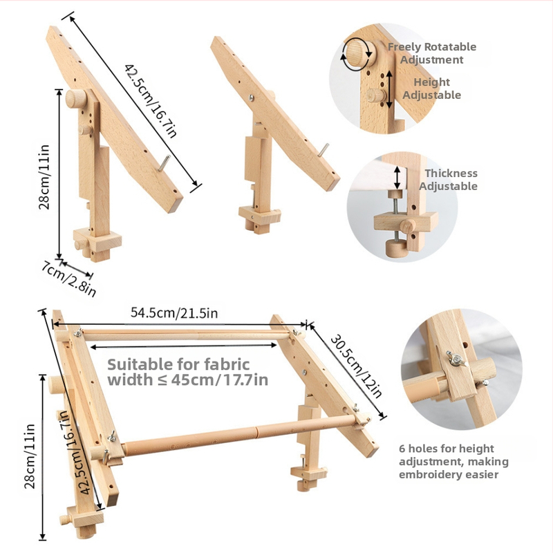 Pārvadājamais koka adīšanas statīvs ar noņemamu krustdūriena rāmi, kods 346, citi koka izstrādājumi, mūsdienīgs minimālisma stils