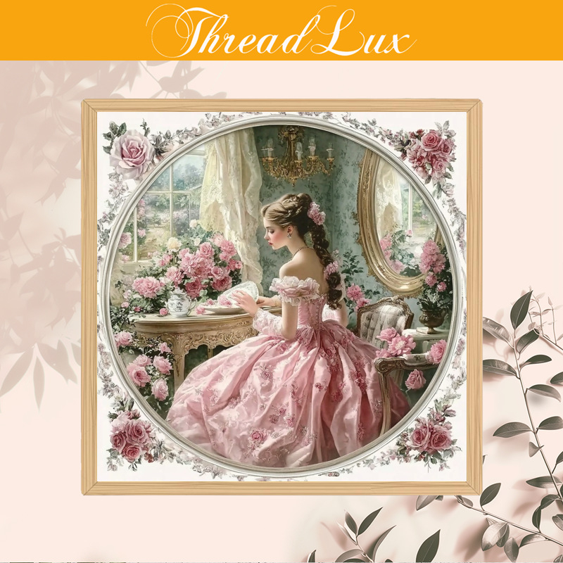 Diamantfestmény készlet, kézzel készített keresztszemes hímzés 11-count vásznon, virágos hercegnő hálószoba dizájn, modern minimalista stílus