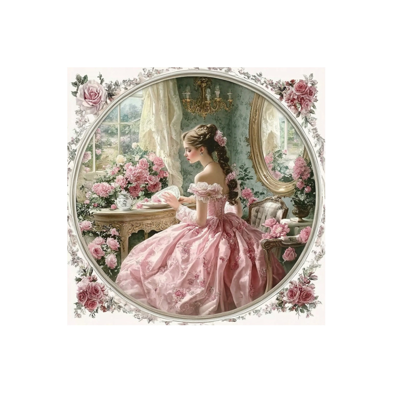 Diamantfestmény készlet, kézzel készített keresztszemes hímzés 11-count vásznon, virágos hercegnő hálószoba dizájn, modern minimalista stílus