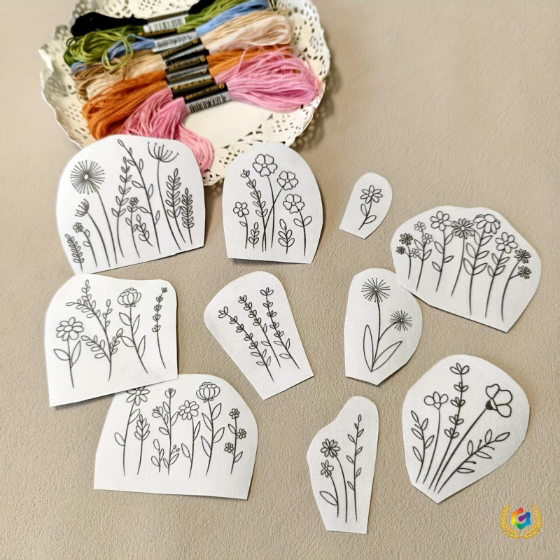 Set za vodotopivo šivanje – materijali za zakrpe, platnene naljepnice s raznim uzorcima, ručna izrada šivanja DIY, pastoralni stil