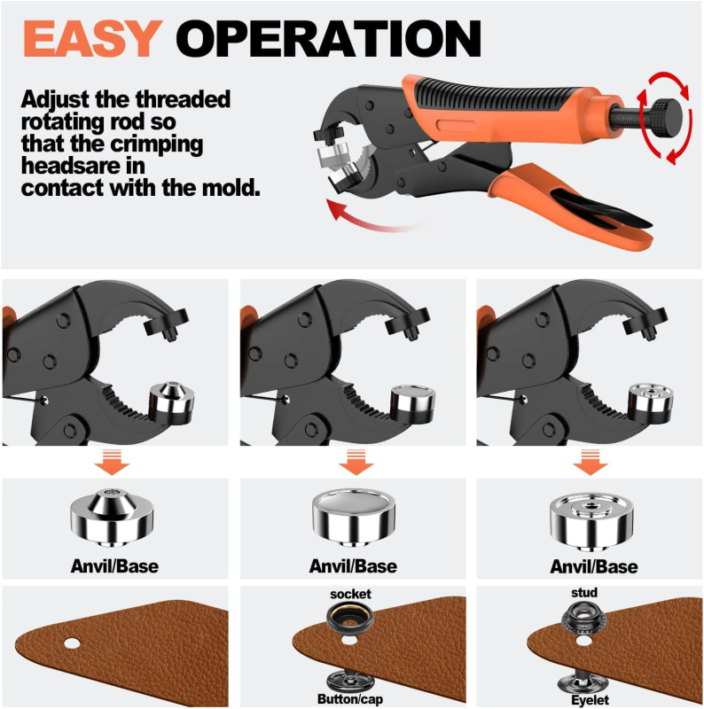 Banwei DIY комплект аксесоари — тежки snap закопчалки, инструмент за натискане на копчета и монтажно средство за платнена тента (BW202406005, wzk)