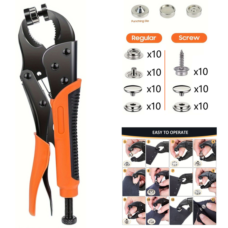 Banwei DIY комплект аксесоари — тежки snap закопчалки, инструмент за натискане на копчета и монтажно средство за платнена тента (BW202406005, wzk)