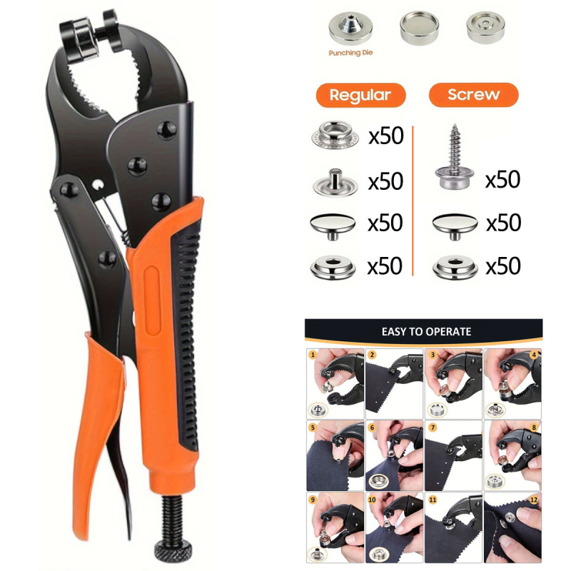 Banwei DIY комплект аксесоари — тежки snap закопчалки, инструмент за натискане на копчета и монтажно средство за платнена тента (BW202406005, wzk)