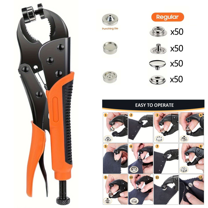 Banwei DIY комплект аксесоари — тежки snap закопчалки, инструмент за натискане на копчета и монтажно средство за платнена тента (BW202406005, wzk)