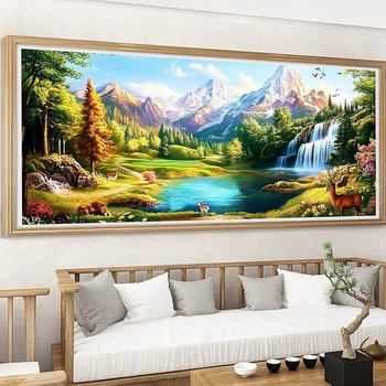 Keresztszemes készlet – tájkép, Mona Lisa, pamutvászon, keresztszemes hímzés, Modern Minimalista stílus, DX1581