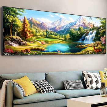 Keresztszemes készlet – tájkép, Mona Lisa, pamutvászon, keresztszemes hímzés, Modern Minimalista stílus, DX1581