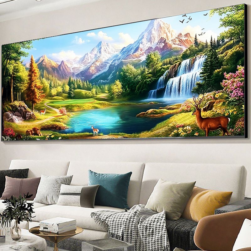 Комплект за кръстат бод – ландшафтен пейзаж, Mona Lisa, памучна тъкан, текстилна бродерия, DX1581, модерен минималистичен стил