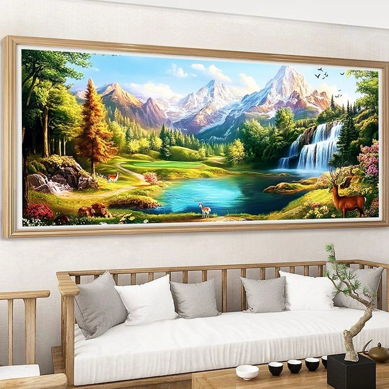 Keresztszemes készlet – tájkép, Mona Lisa, pamutvászon, keresztszemes hímzés, Modern Minimalista stílus, DX1581