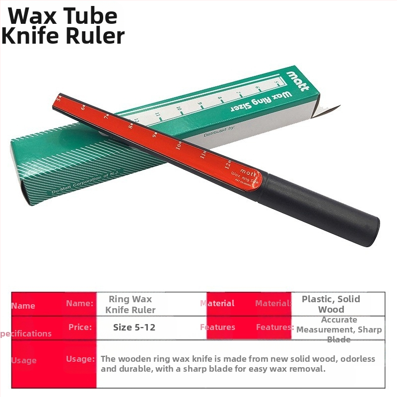 Sada nástrojov z vosku pre šperky: voskový nôž, veľkosť prsteňa, vnútorný rozširovač prsteňa, vosková trubička a nástroj na meranie veľkosti prsteňa