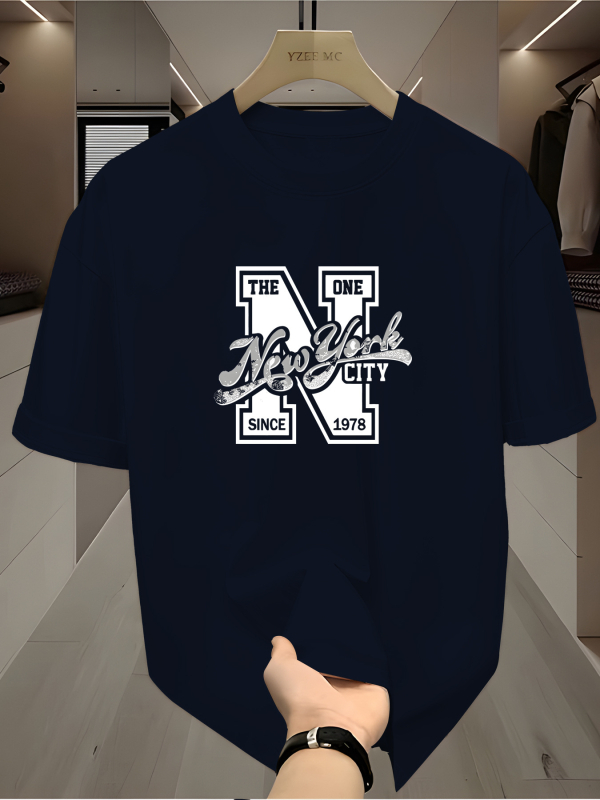 Geometriskas drukas T-krekls ar apaļu kaklu, tīklveida audums, brīvā piegriezuma, īsām piedurknēm