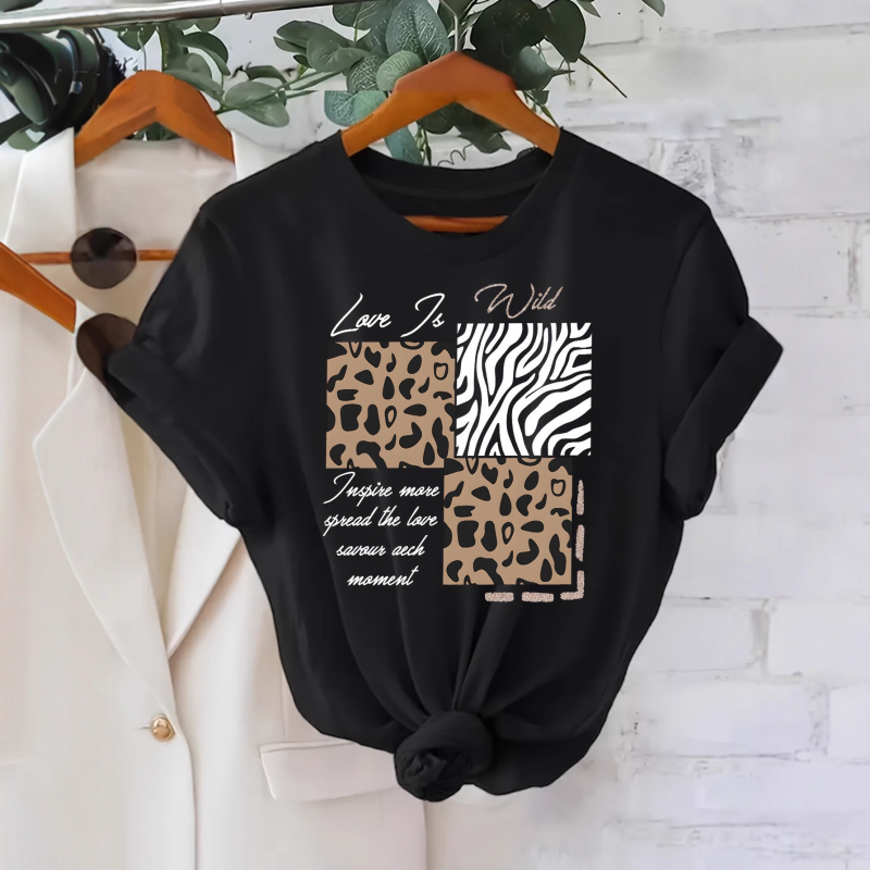 Trumpa rankovė marškinėliai, euroamerikietiškas gatvės stilius, 3D spausdinimas Milk Silk audinyje, laisvas kirpimas, reguliari ilgis