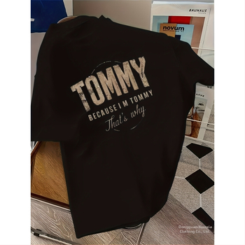 Moteriški medvilniniai marškinėliai su raidžių spausdinimu, laisvas kirpimas, apvalus kaklo iškirpimas, trumpomis rankovėmis, japonų-korejiečių kasdienis stilius