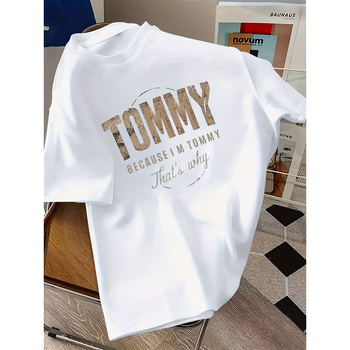 Дамска памучна тениска с принт на букви, свободна кройка, кръгло деколте, японско-корейски уличен стил