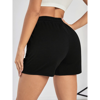Γυναικείος σορτς με κορδόνι, casual αθλητικό, μήκος τριών τεταρτών, μεσαία μέση, 95% πολυεστέρα, στυλ Ευρώπης-Αμερικής