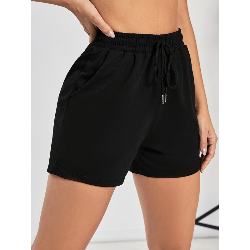 Moterų šortai su raištuku, laisvalaikio stilius, 3/4 ilgio, vidurio liemuo, 95% poliesteris, Europos ir Amerikos stilius