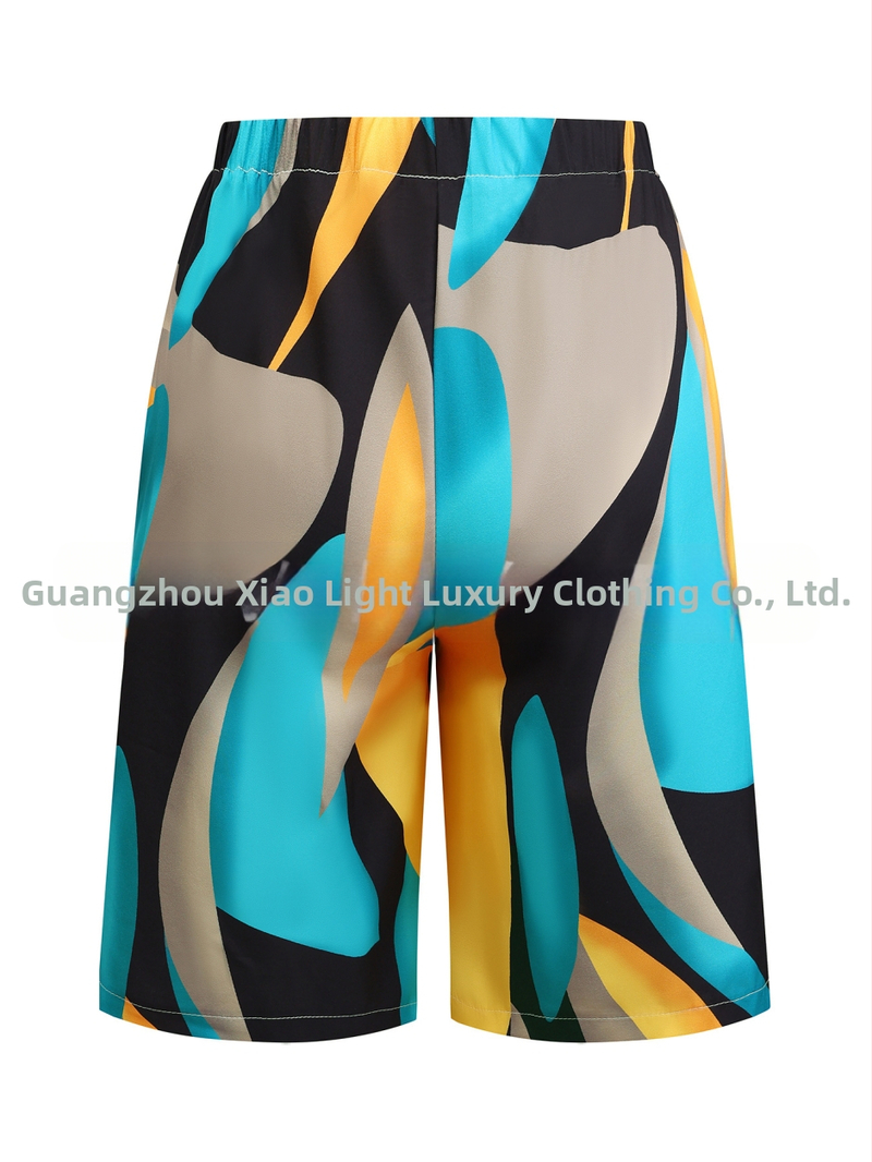 Ženské letné šortky s potlačou, stredná dĺžka, európsko-americký casual štýl, bez pružnosti