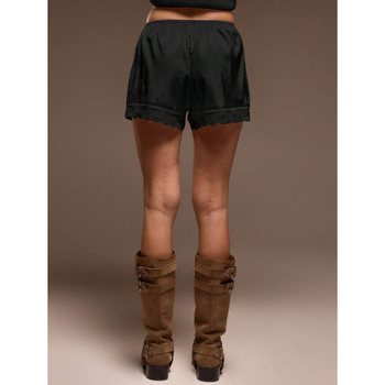 Σορτς από φυσικό βαμβάκι με δαντελένιο τελείωμα, χαλαρή γραμμή, ελαφριά ελαστικότητα, ρετρό στυλ