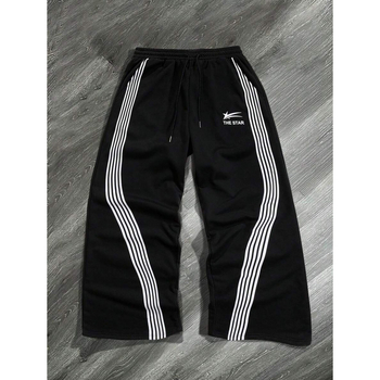 Φαρδιά εφαρμογή T-shirt με τύπωμα σλόγκαν και κορδόνι στη μέση, μείγμα φυσικού βαμβακιού CVC, ρετρό στυλ.