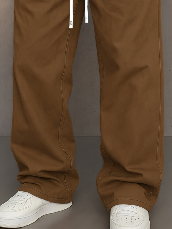 Pantaloni casual pentru bărbați din bumbac, stil American Retro, croială dreaptă, talie medie