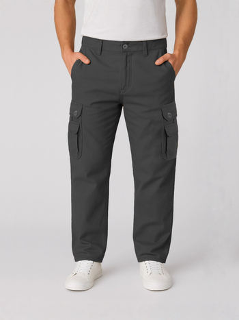 Ανδρικά παντελόνια cargo casual — ίσια γραμμή, μακριά, 100% βαμβάκι, με πολλαπλές τσέπες
